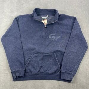 George Washington Univ League Men L Navy Blue Quarter Zip Pullover Sweatshirt